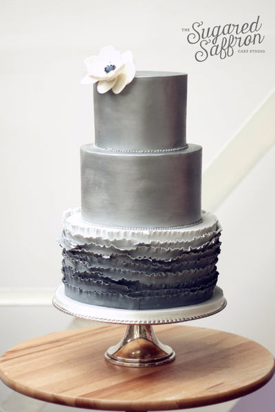Gray silver wedding cake