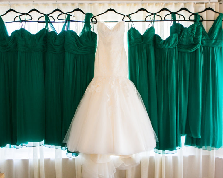 Green bridesmaids dresses