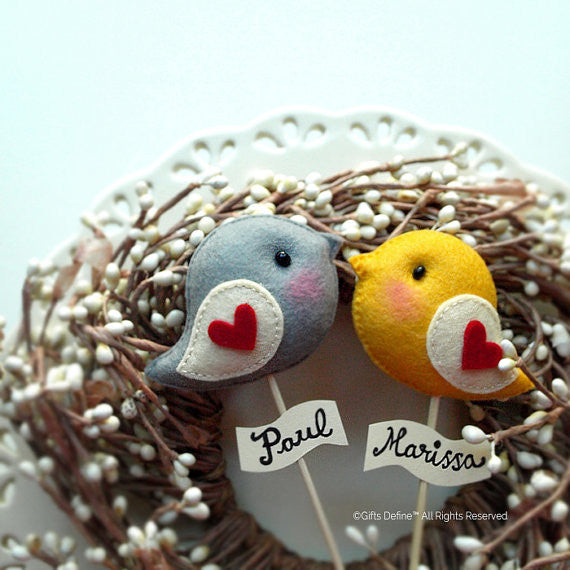 Love bird cake toppers in felt