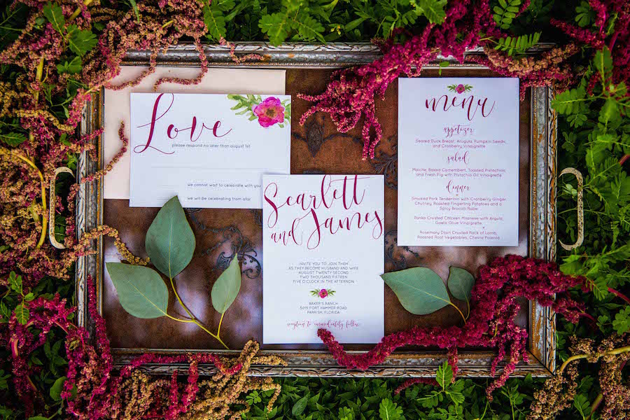 Red wedding invitation suite