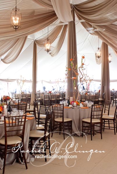 wedding reception decor in warm taupe