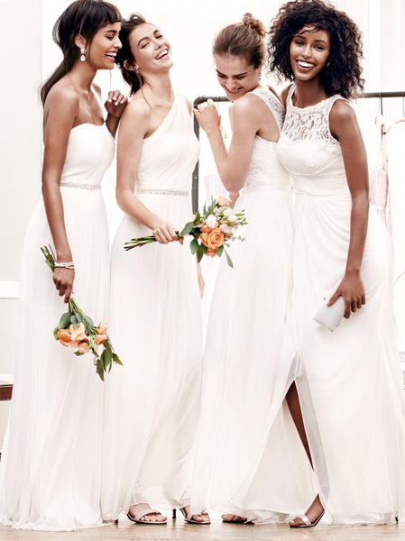bridesmaids in white gown