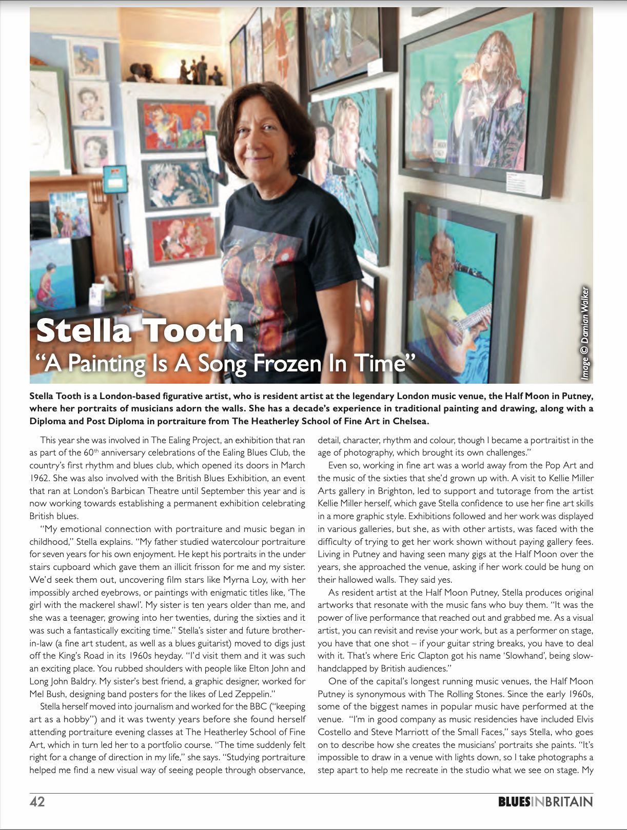 Blues in Britain magazine interview with Stella Tooth artist