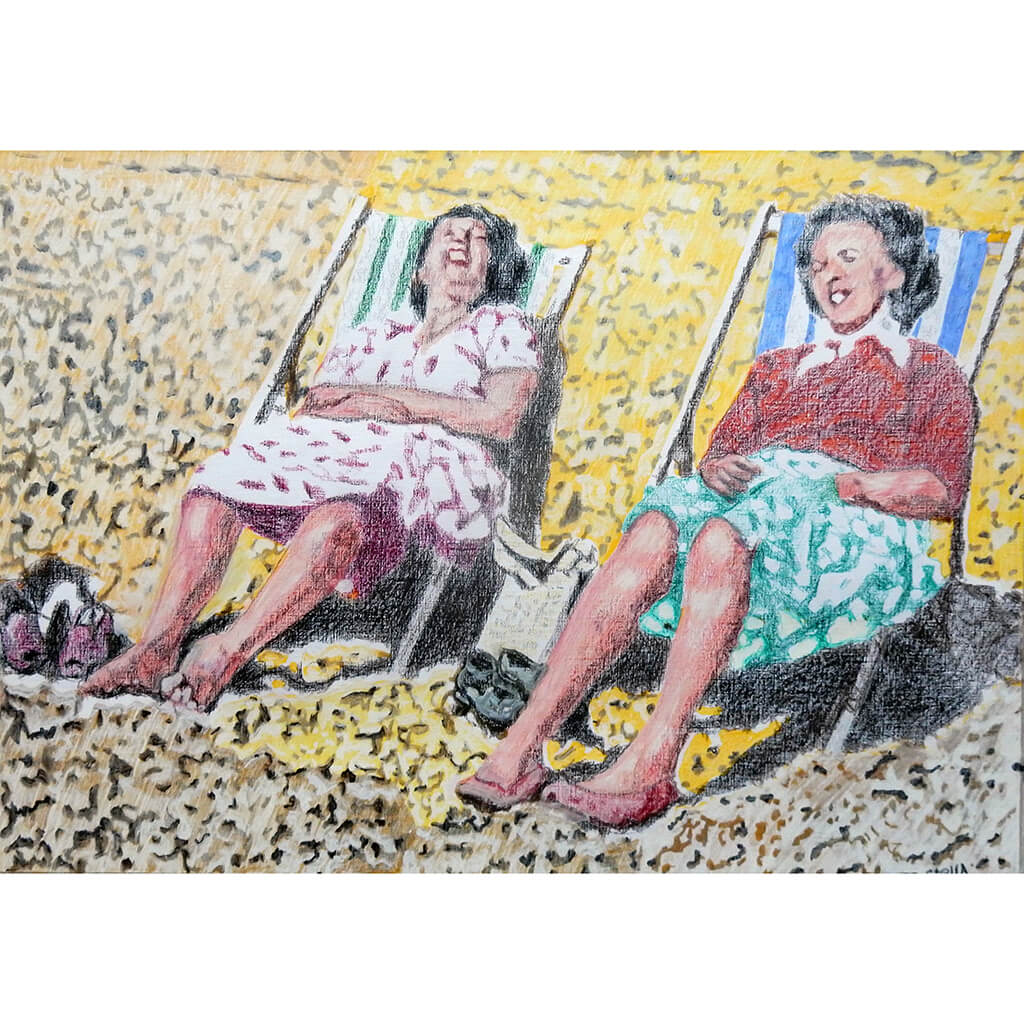 Brighton beach drawing by Stella Tooth bather artist