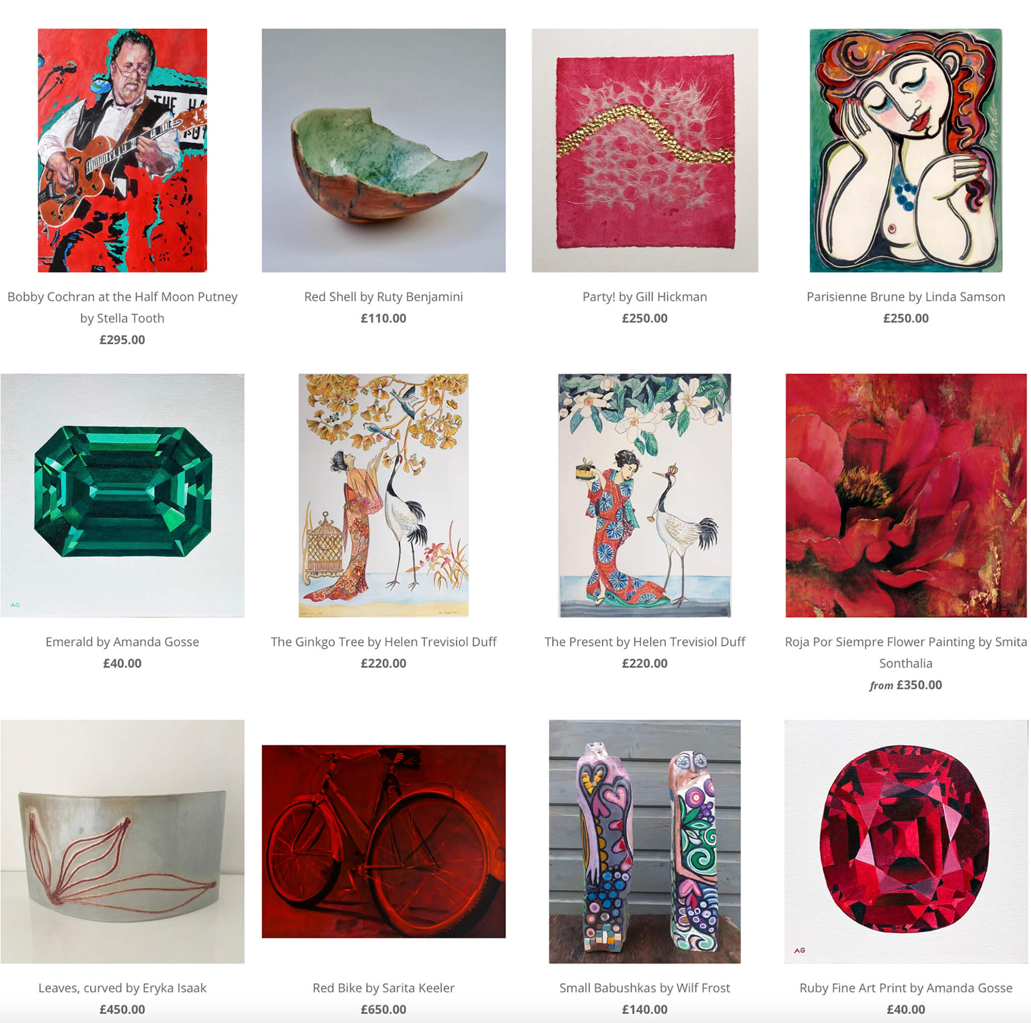 Online Exhibition December 2021, a selection of artworks suitable as xmas gifts