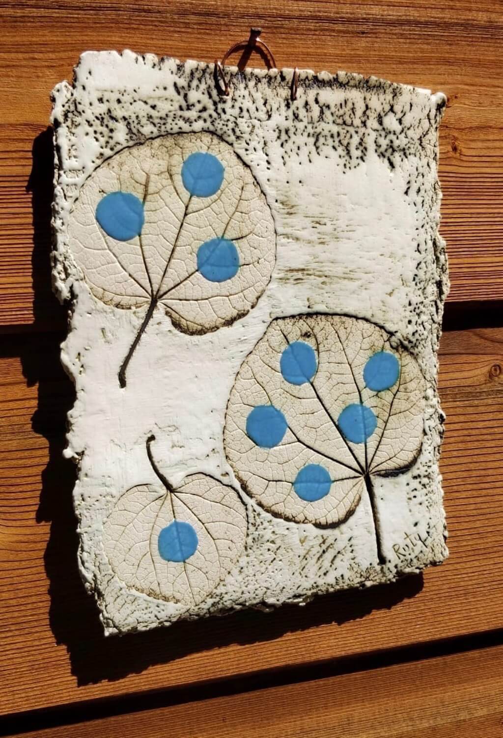 Catalina Blue Leaf Imprint by Ruty Benjamini