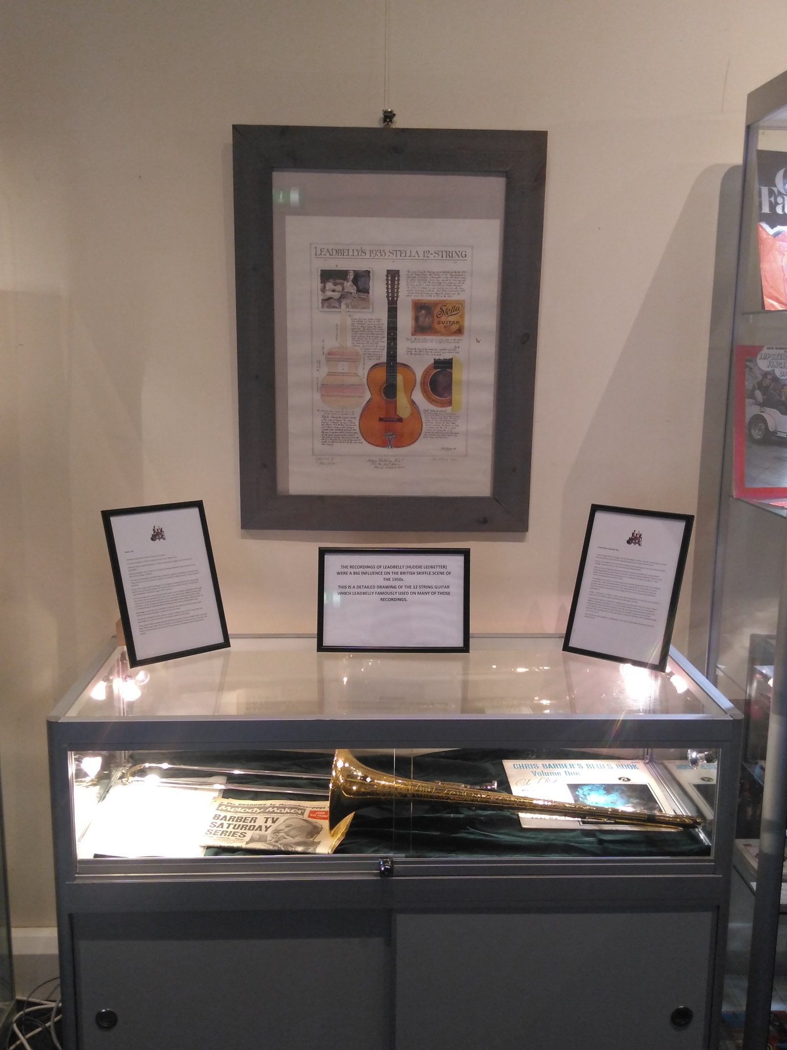 Chris Barber's trombone at the British Blues Exhibition at The Musical Museum in Brentford