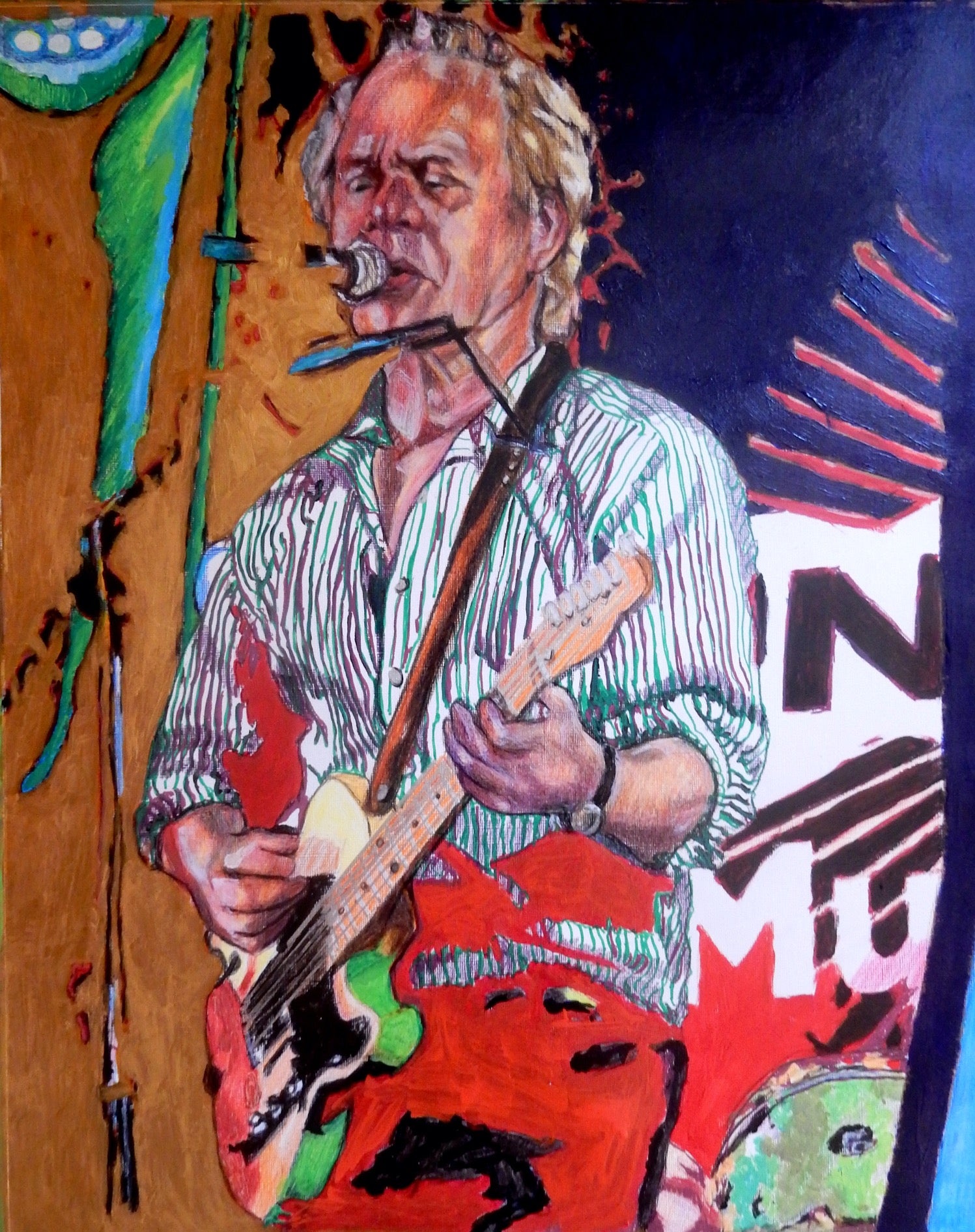 Chris Jagger brother of Mick Jagger mixed media musician art by Stella Tooth