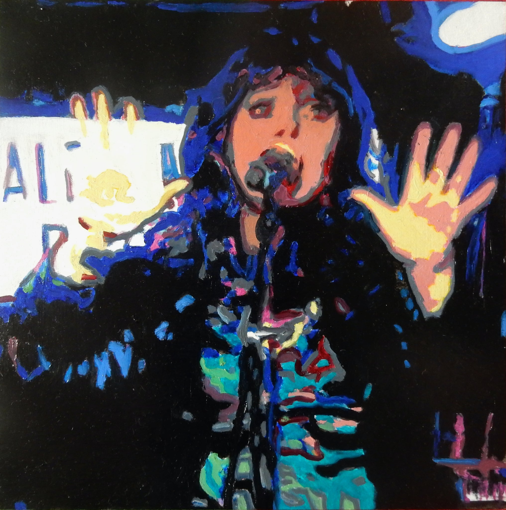 Cloudbusting tribute band to Kate Bush oil on cradled gesso panel by Stella Tooth artist
