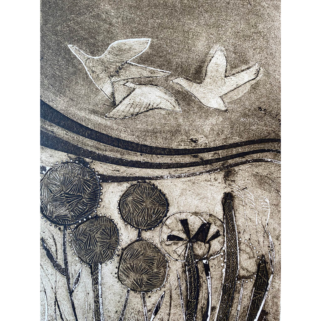 Dandelion Dreams by Helen Trevisiol Duff printmaker