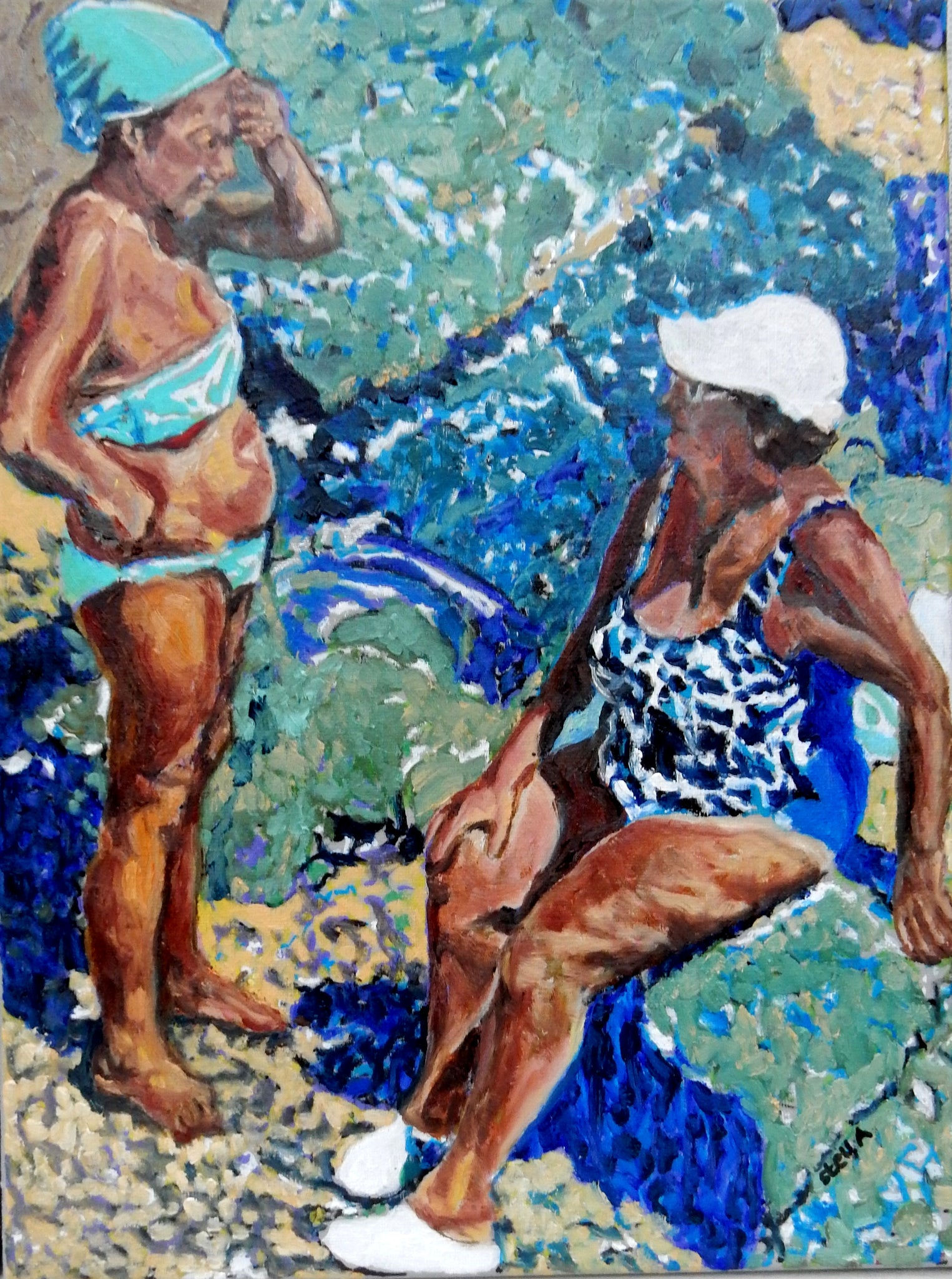 Here comes the sun oil painting by Stella Tooth bather and portrait art 