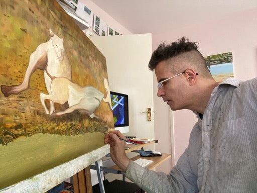 Lindsay Pickett painter artist at work in his studio