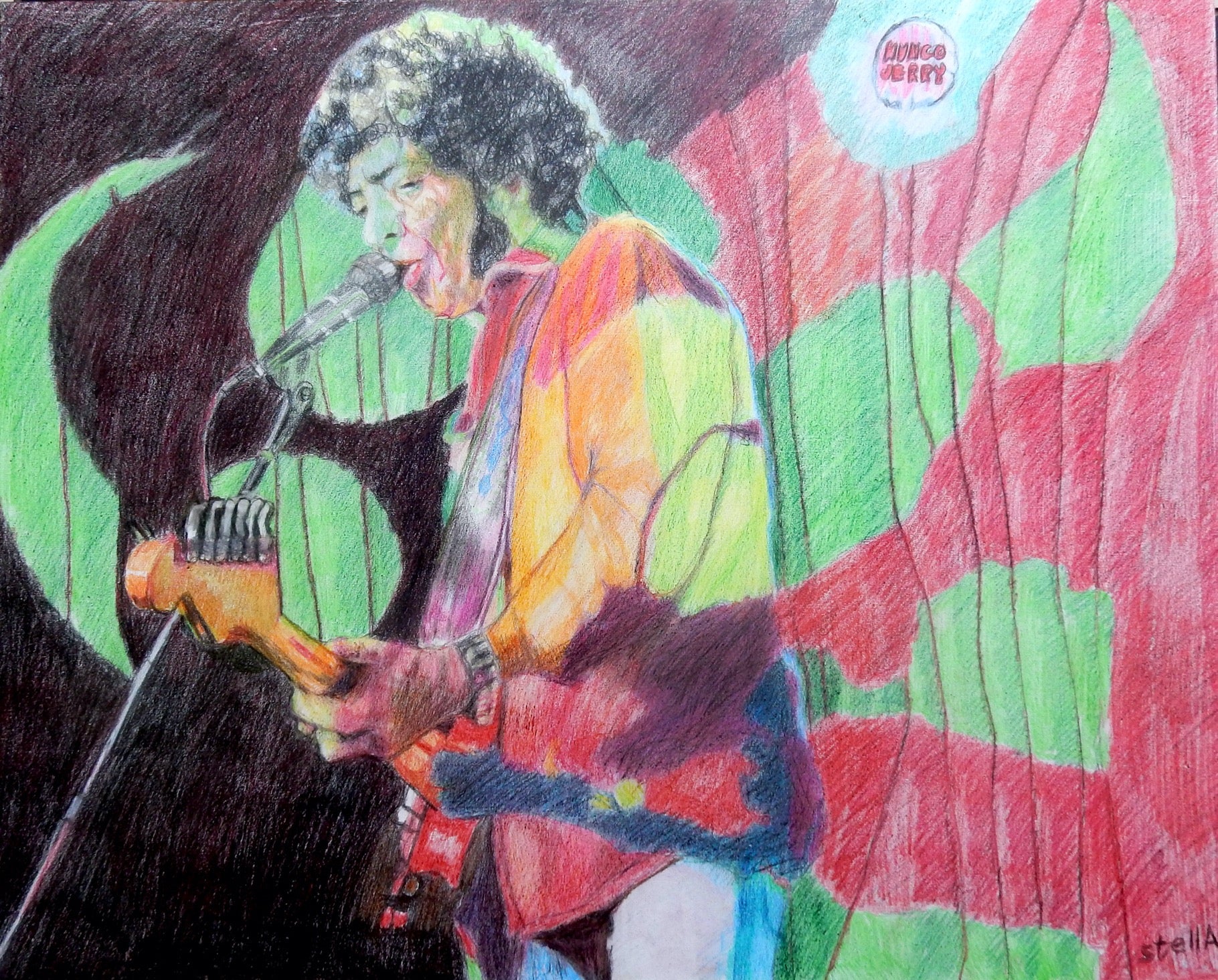 Mungo Jerry pencil on cradled gesso panel by musician artist Stella Tooth