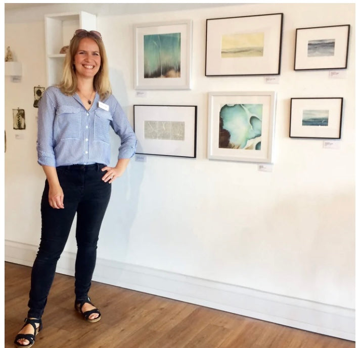 Sarah Knight Skylark Galleries artist at an exhibition of her seascapes 