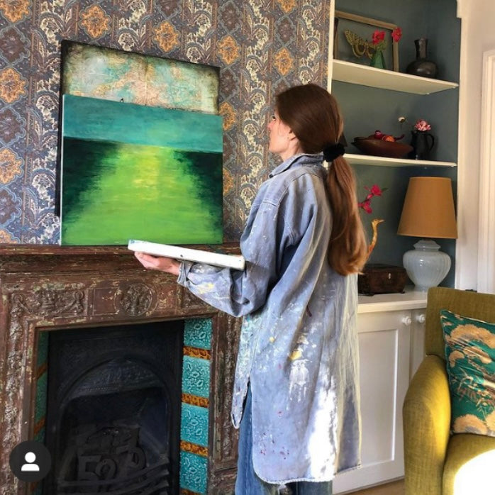 Sarita Keeler Skylark Galleries artist in her home studio