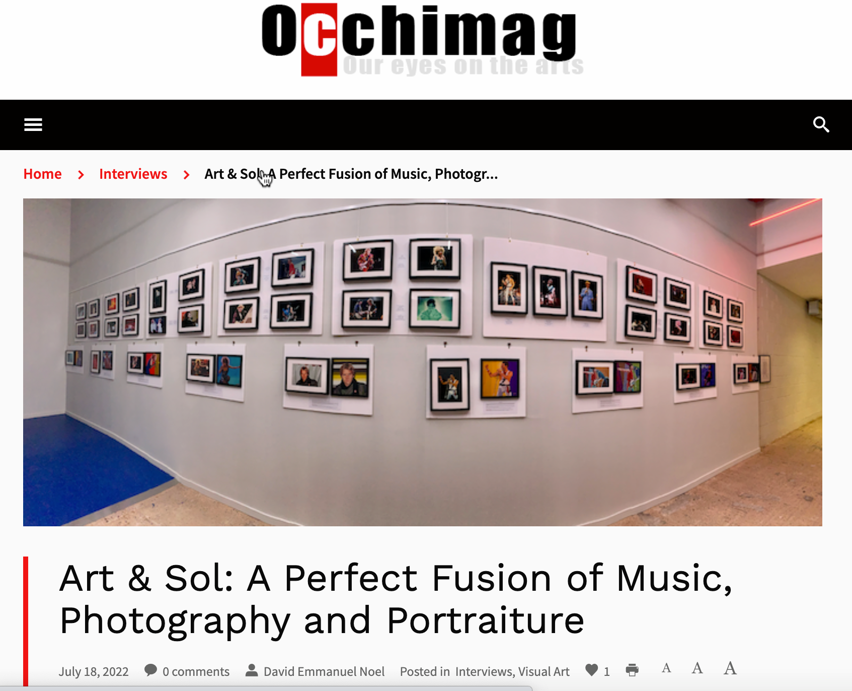 Occhi Magazine interview with Stella Tooth musician artist and Solomon N'Jie rock photographer about their collaboration