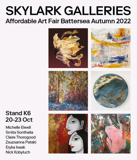 flyer for skylark artists at affordable art fair battersea autumn 2022