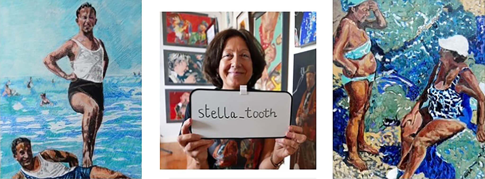 Stella Tooth artist with her performer and bather artworks