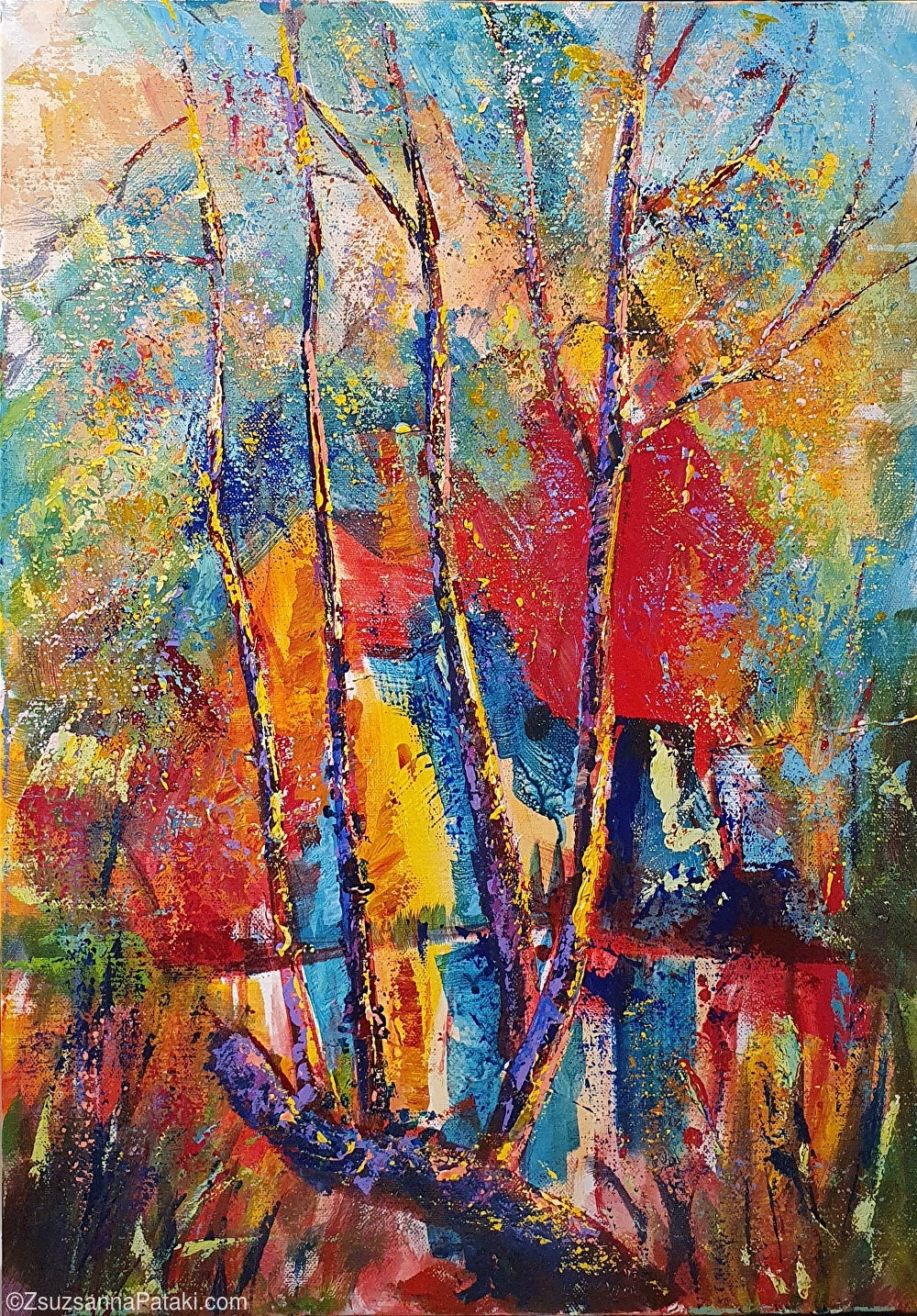 The Pond by Zsuzsanna Pataki abstract artists acrylic on canvas