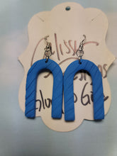 Load image into Gallery viewer, Handmade Earrings, Blue U Shaped Earrings