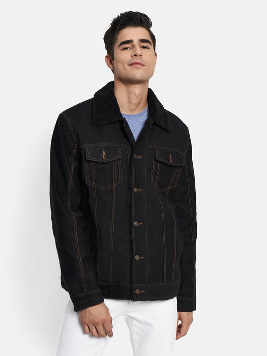 Black Denim Trucker Jacket for Men — Classy Leather Bags