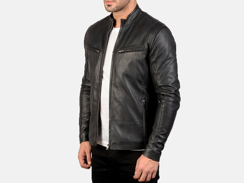 Leather motorcycle jacket