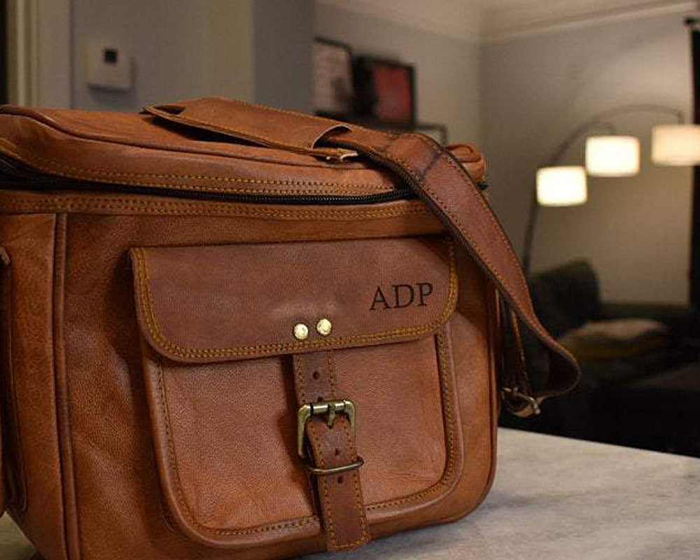 Personalized Leather Messenger Bag Men's Leather Briefcase