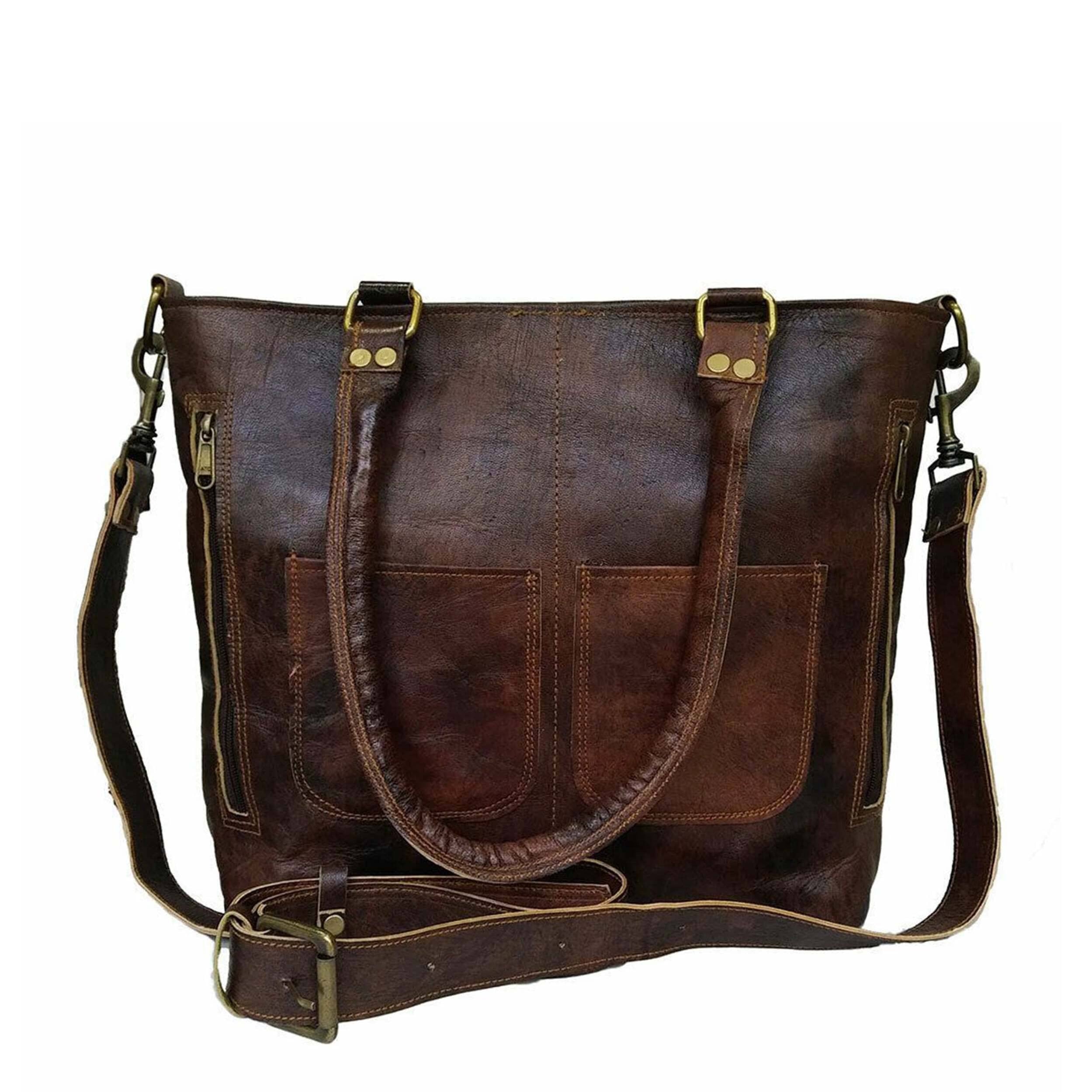 Women's Tote Rustic Handbag Genuine Leather Shoulder Purse — Classy ...