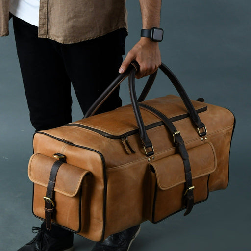 Goldman-II Leather Duffle Bag, Leather Travel Bag