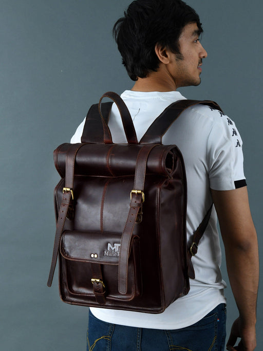 Outdoor Leather Backpack  Unisex Vintage Leather Backpack — Classy Leather  Bags