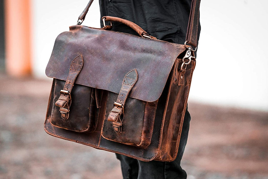 Fullgrain Leather Messenger Bag | Office leather Laptop Bag — Classy ...