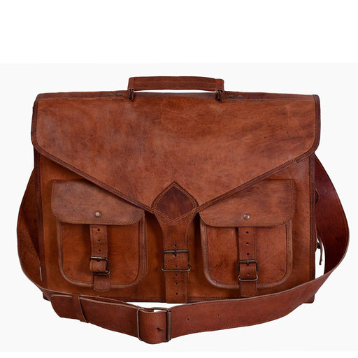 Men's Buffalo Leather Messenger Bag  Distressed Full Grain Laptop Bag –  The Real Leather Company