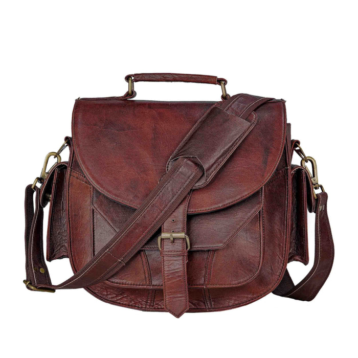 Classy DSLR Leather Saddle Camera Bag 13 Inch — Classy Leather Bags