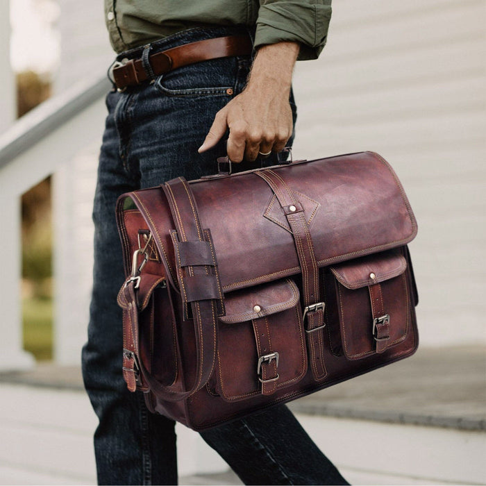 luxury leather messenger bag