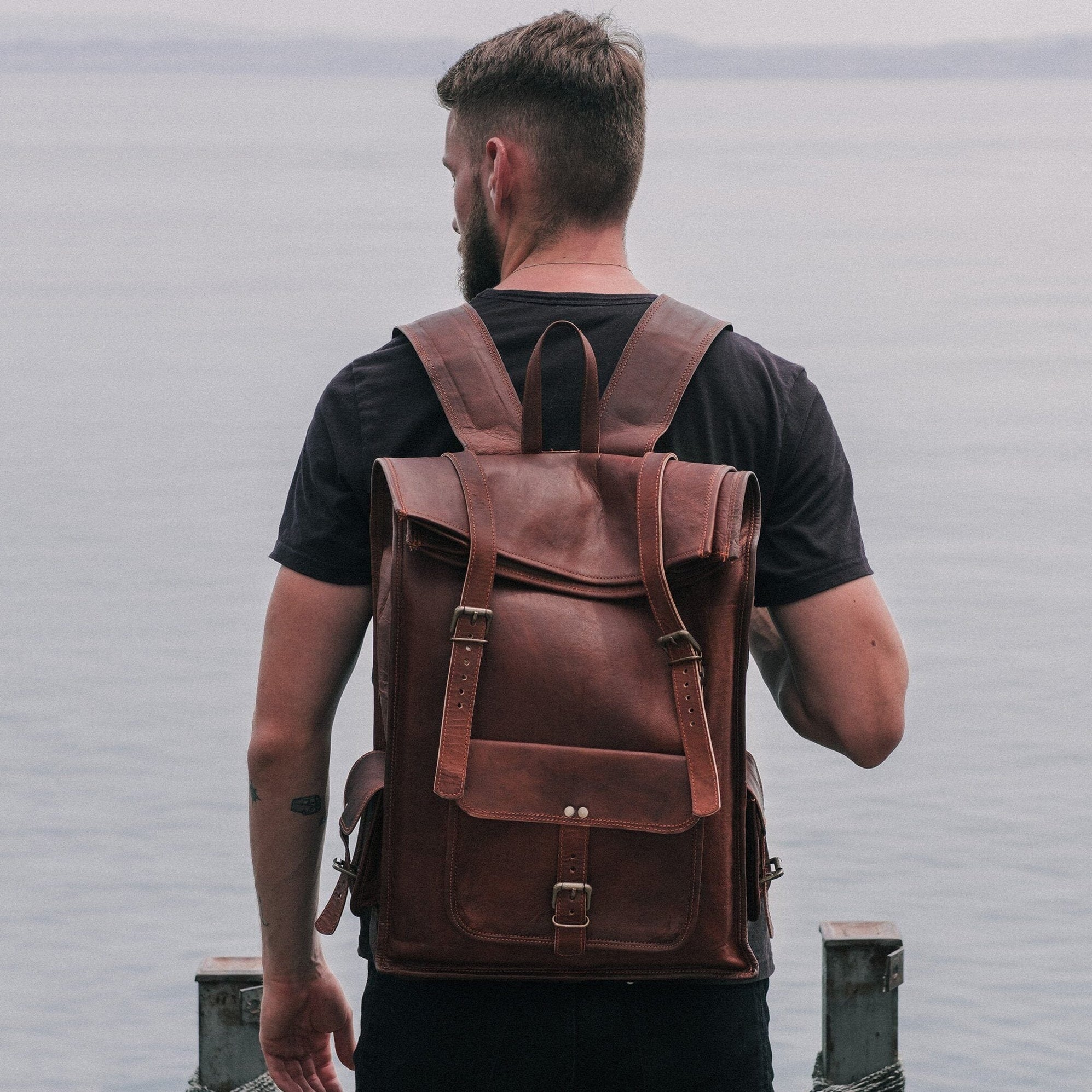 Chavez Roll Top Backpack | Vintage Roll Top Leather Backpack — Classy ...