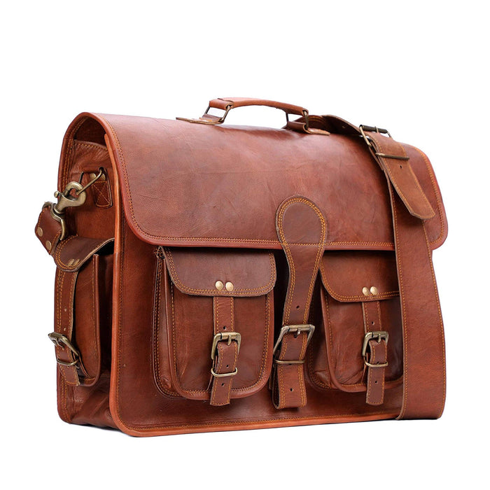 Rustic Vintage Men's Leather Satchel Messenger Bag 15/16/18 Inch ...