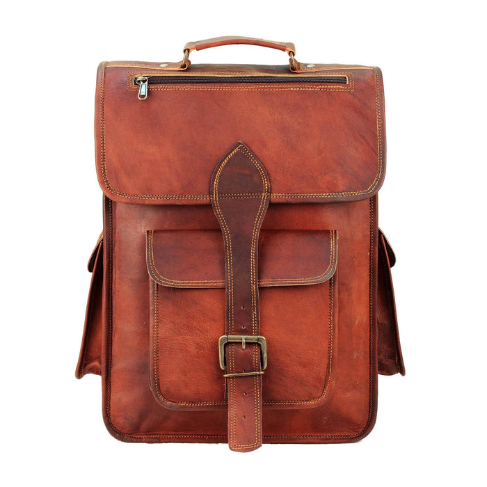 Hughes Rustic Leather Backpack | Leather Laptop Backpack — Classy ...