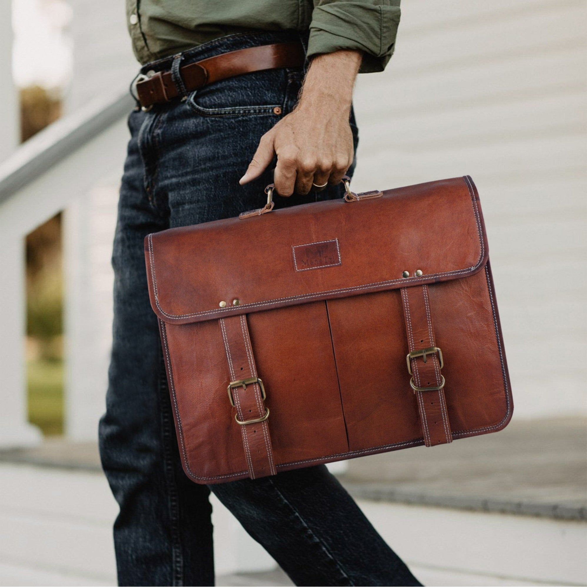 Exotic Leather Messenger Bag | Leather Laptop Messenger Bag — Classy ...