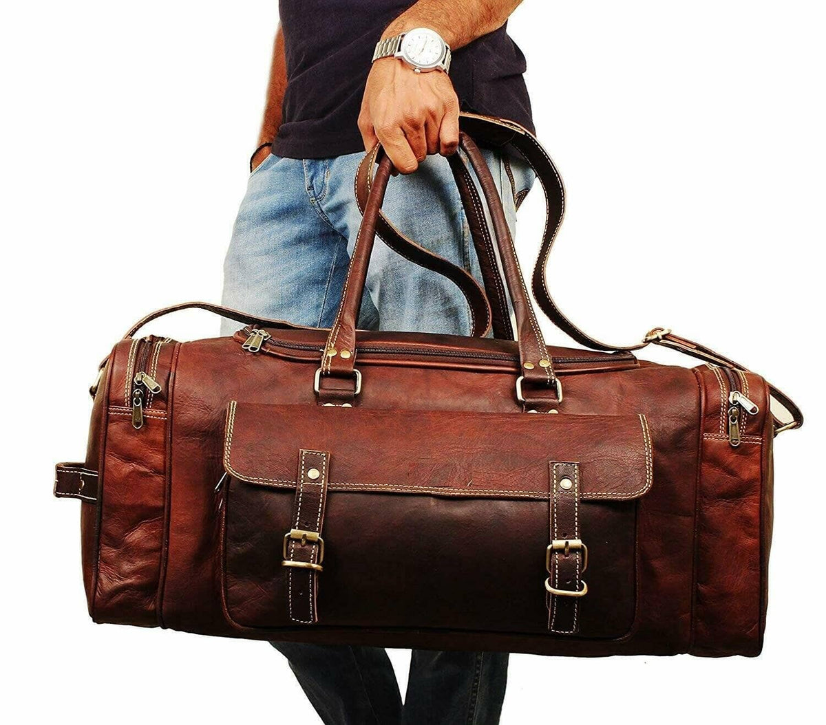 leather duffel bag travel weekender