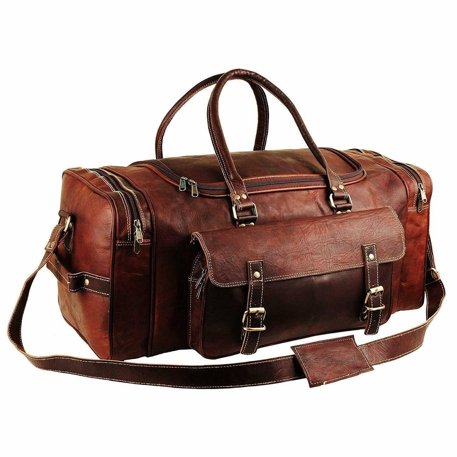 travel bag with leather handles