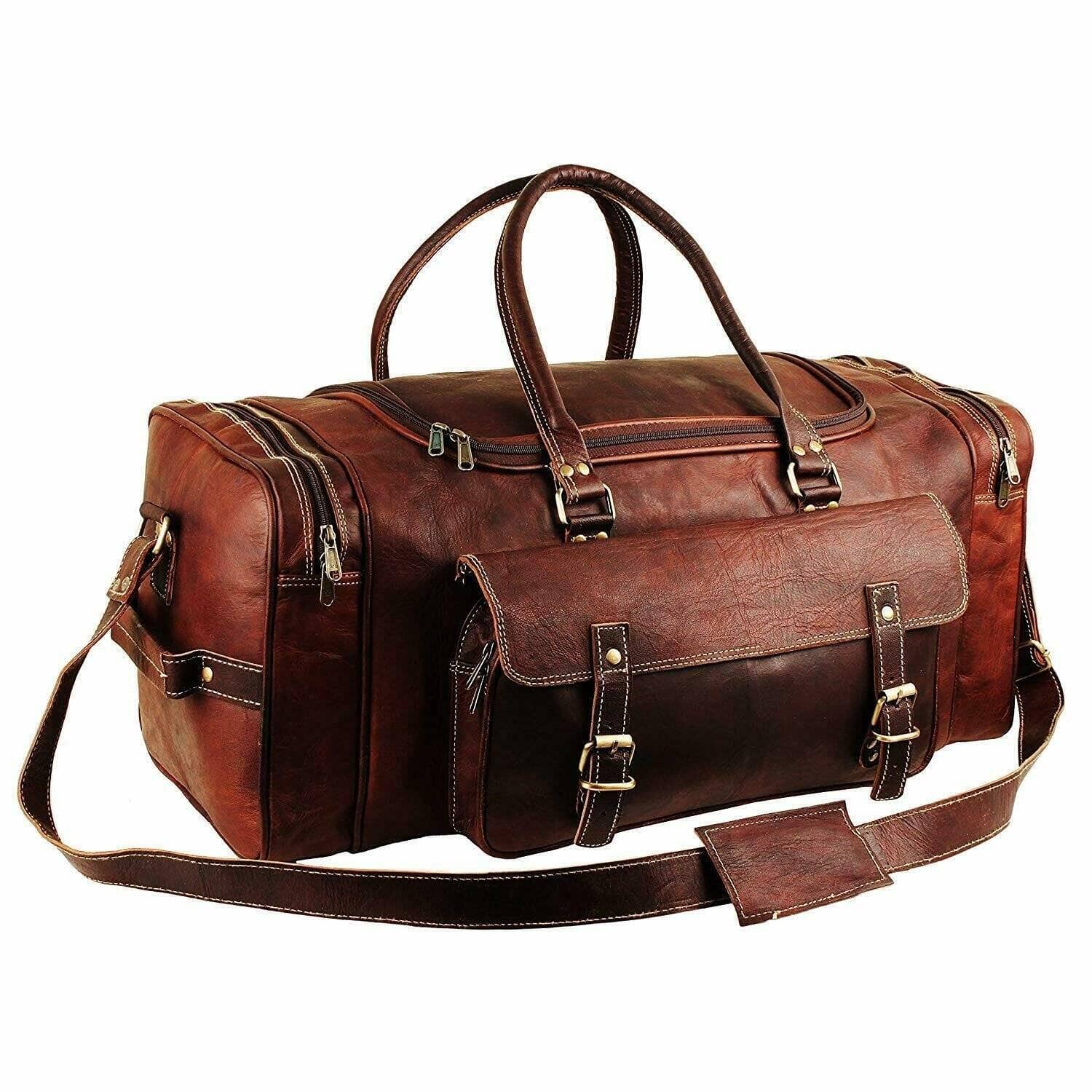 Genuine Leather Traveler Overnight Weekender Duffle Bag | Classy