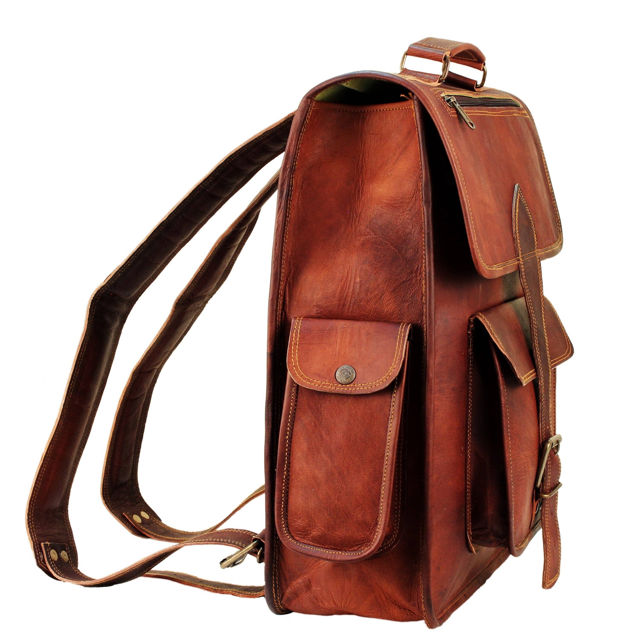 Hughes Rustic Leather Backpack | Leather Laptop Backpack — Classy ...