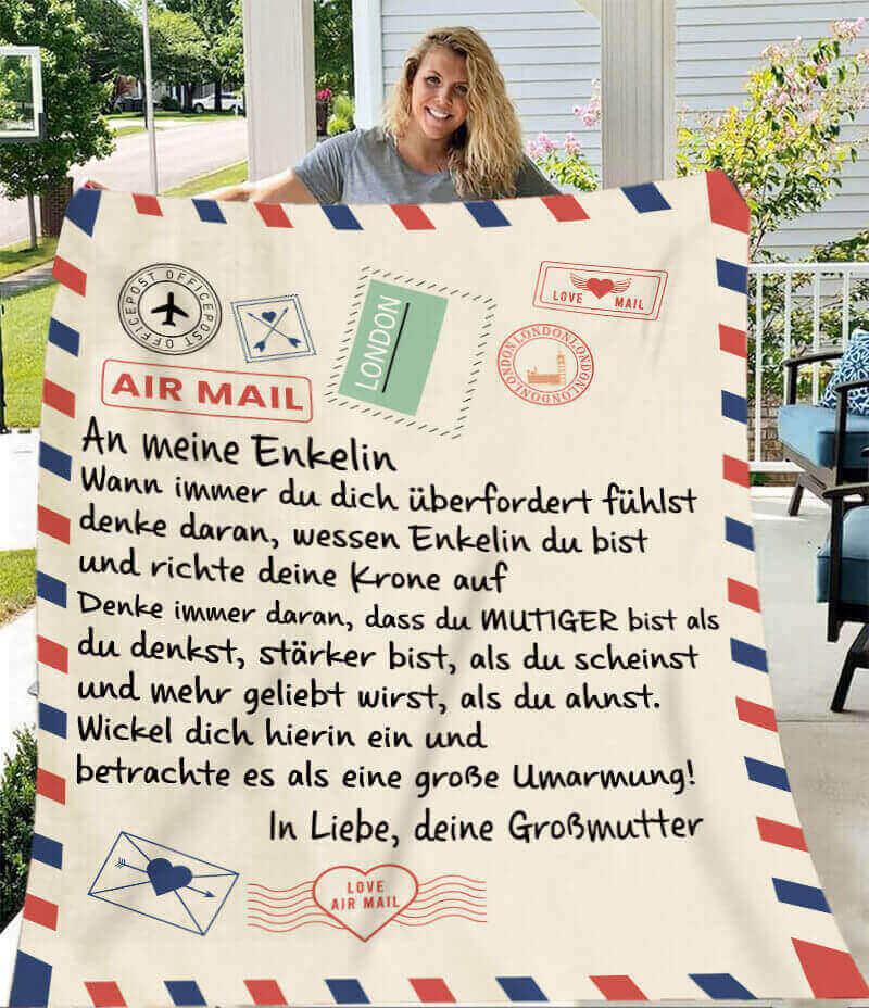 Fernweeh™ Decke von Großmutter zu Enkelin - "Liebe Brief"