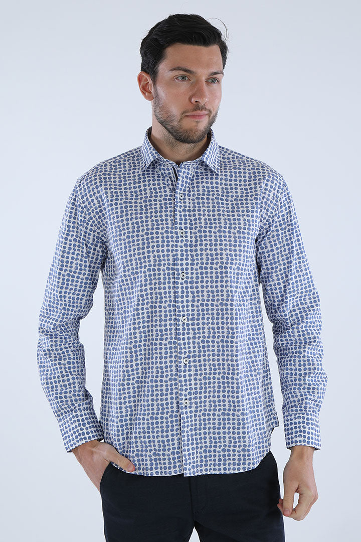 FRANCISCO TOLLI SLIM BLUE & WHITE CASUAL SHIRT – BRANDS