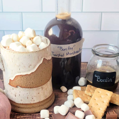 Toasted Marshmallow Coffee Syrup Recipe with handmade Kentucky Mug