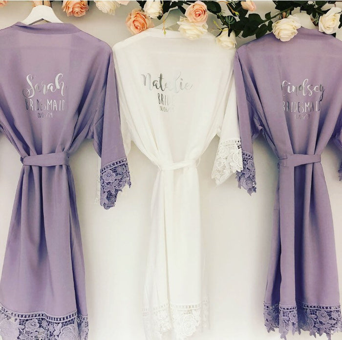 GRACE Lace cotton bridal robes The Bespoke Wedding Gift Company