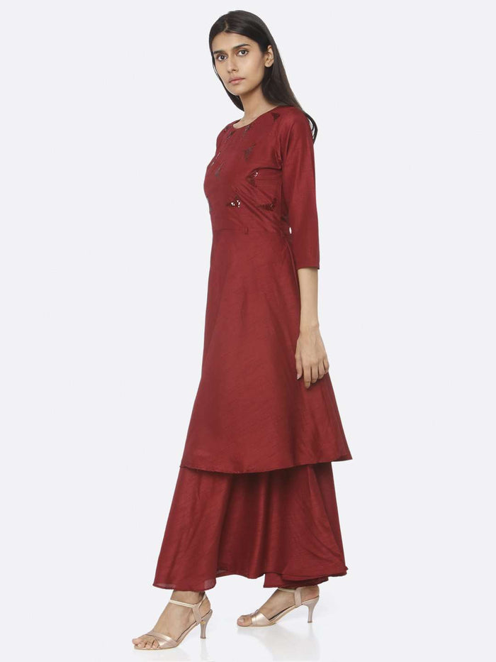 maroon maxi dress with sleeves
