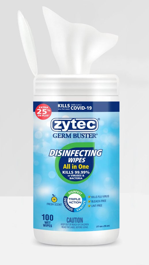 Zytec Disinfecting Wipes – All in One – 100 Wipes - PPE ONLINE product image