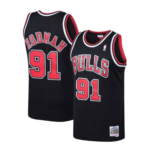  Mitchell & Ness NBA Swingman Road Jersey Bulls 97 Dennis Rodman  Scarlet SM : Sports & Outdoors