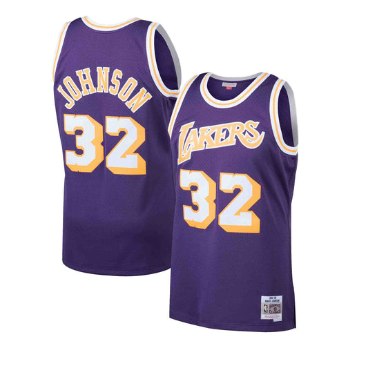 Men's Magic Johnson #32 Los Angeles Lakers Private School Purple